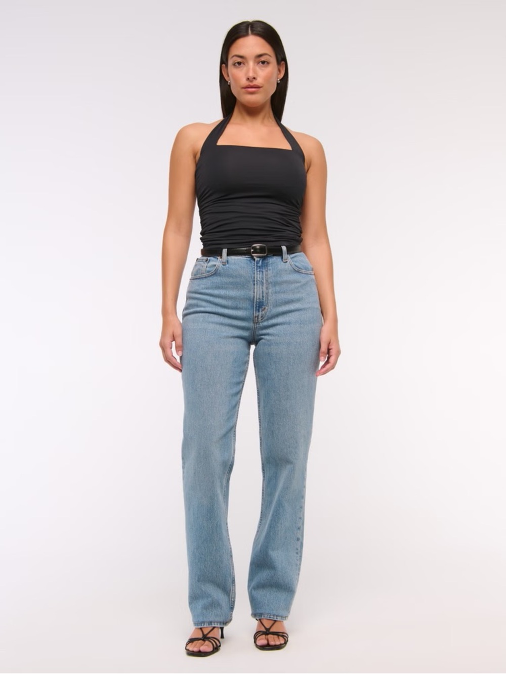 Abercrombie & fitch Classic High-Rise Straight Leg Women Jeans - Light Blue